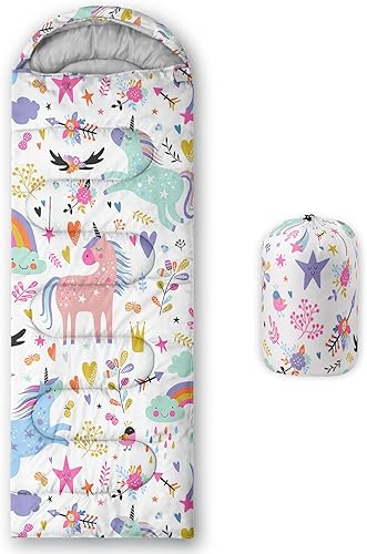 BailiPromise Saco de dormir para camping, caballo de sirena, mariposa, cielo estrellado, 3 estaciones, clima cálido y fresco, ligero, sacos de