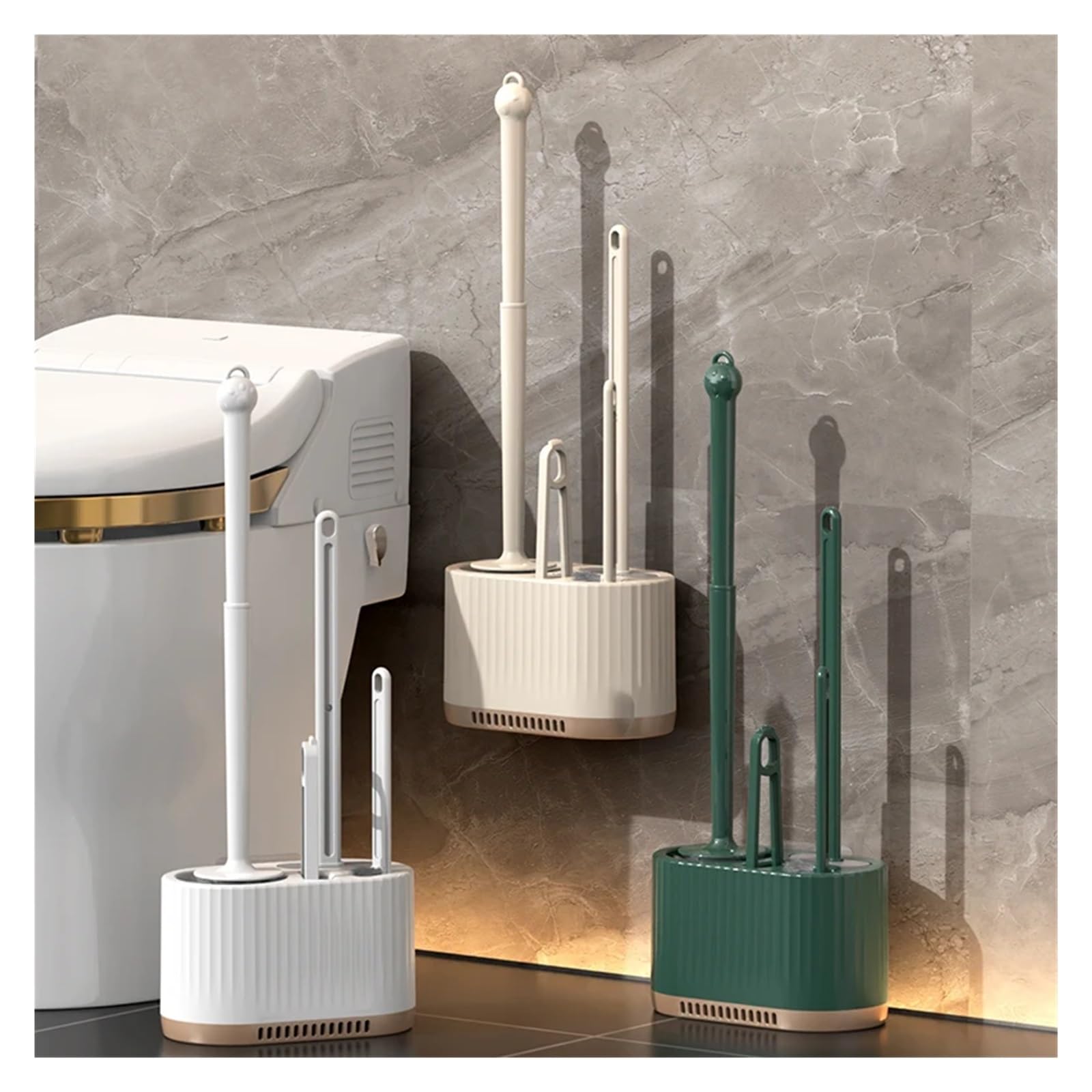 Klobürste Toilettenbürste for den Haushalt | Wandmontierte Reinigung, kein Winkel for umfassende Reinigung, geeignet for Toiletten(Creamy white)