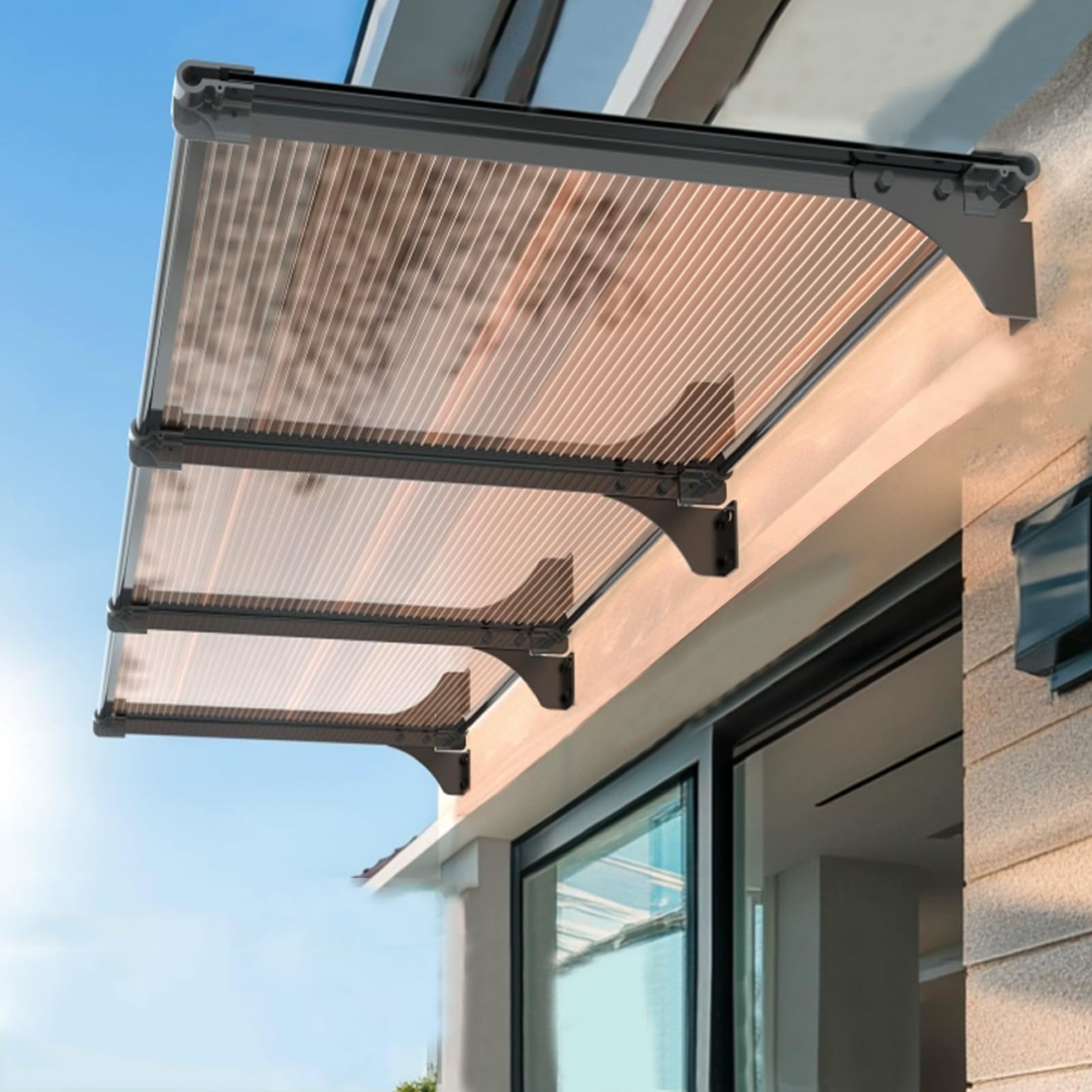 Abri anti-pluie extérieur auvent 65 x 60 cm avec protection UV à 99% pour terrasse