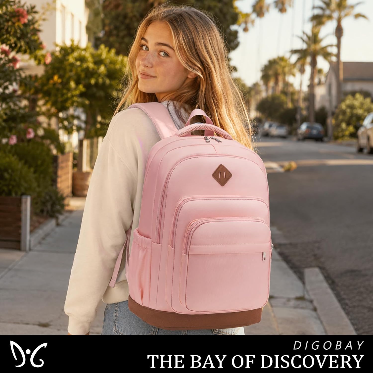 DIGOBAY Shool Backpack for Girls 3PCS Backpacks with Lunch Bag Pencil Case image 2