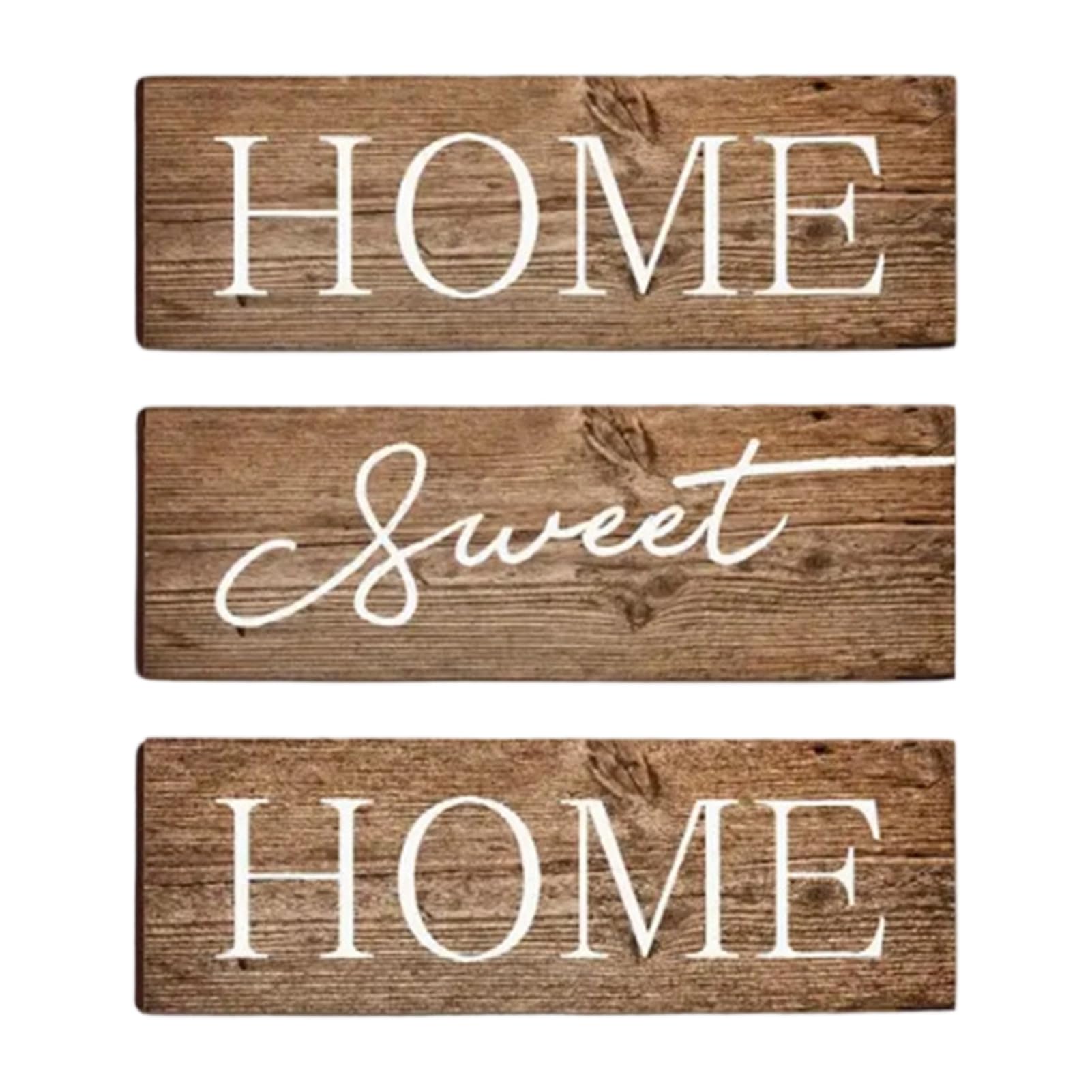 3 Pcs Wooden Home Sweet Home Signs, Vintage Distressed Farmhouse Wall Art Decor, UV Printed Rustic Wood Wall Hanging Signs With Hanging Accessories A