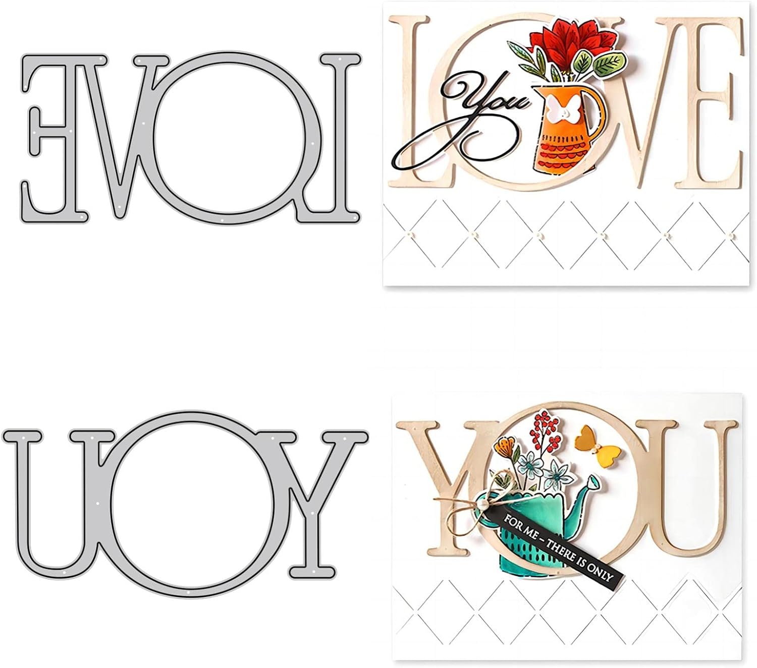 Briartw 2 Pieces Love You Large Word Cutting Dies for Card Making Scrapbooking Handmade Paper Crafts Embossing Stencil Photo Album Decor DIY Template