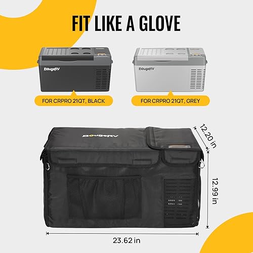 Miniatura 7 de BougeRV Artículos del paquete: CRPRO 21 cuartos de galón 12v refrigerador de coche (negro) y cubierta protectora aislada de 21 cuartos de galón