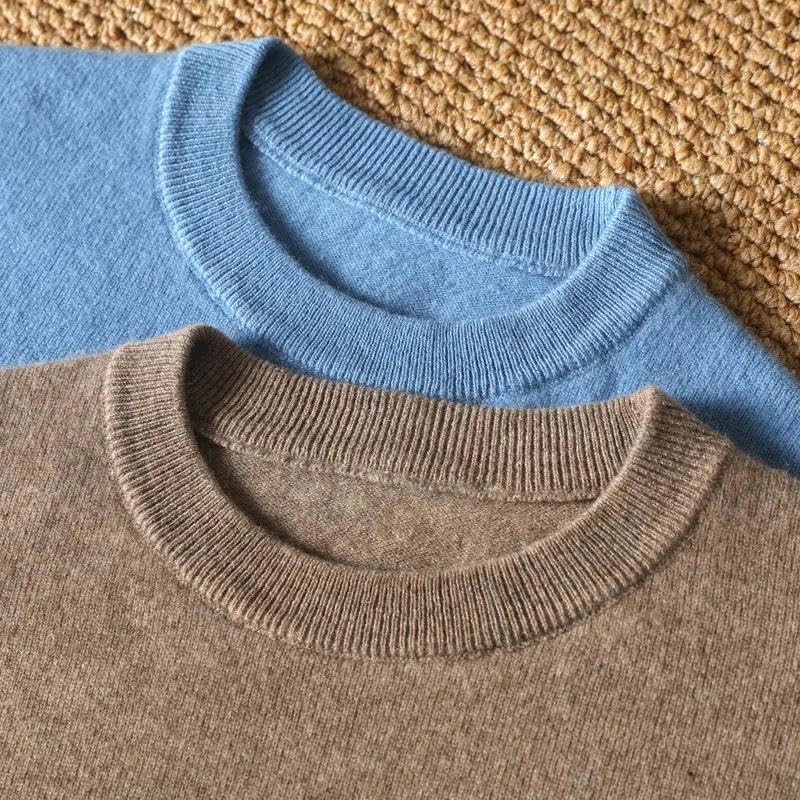 Men's O-Neck Pullover Solid Color Loose Casual Sweater Spring Autumn Knitwear3