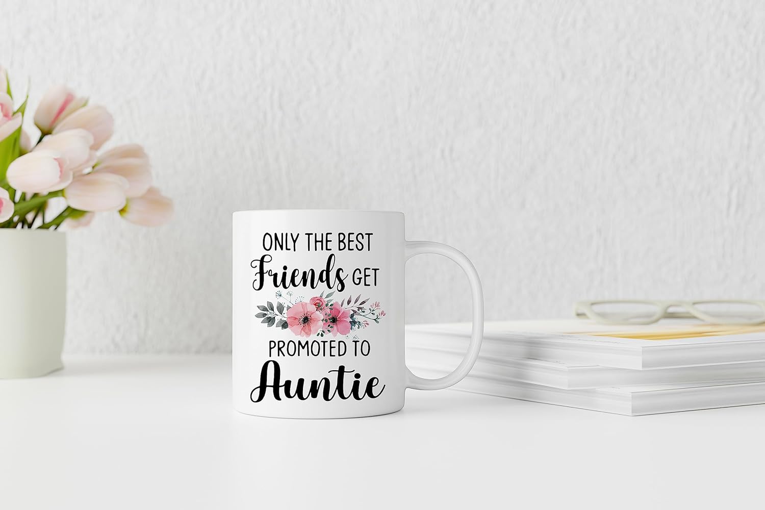 QASHWEY Only The Best Friends Get Promoted to Auntie Coffee Mugs Mug,Funny Pregnancy Announcement Gifts for Best Friend New Auntie,Aunt to Be Gifts Double Side Printed Ceramic Mug Cup 11 Ounce - Image 3