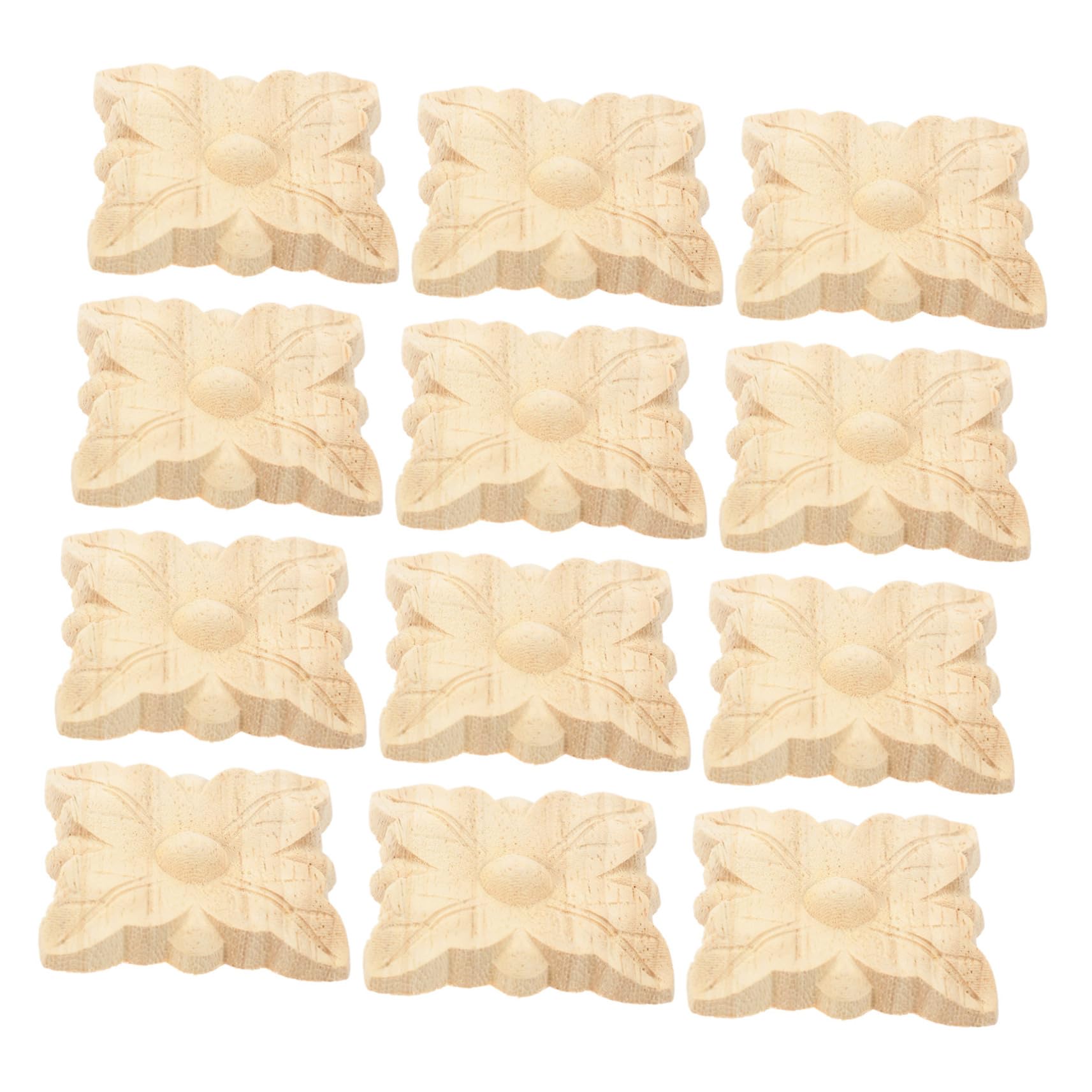 Healifty 12Pcs Carving Decals Elegant Carved Onlay Appliques for Furniture Doors and Cabinets Premium Wooden Decoration for Home Decor and European Style Design