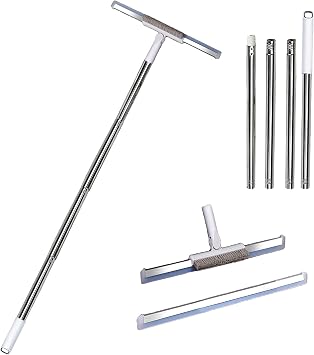 Window Cleaning Scraper kit -Up to 68 Silicone Broom with Extension Pole for Tall Windows,13.5 & 18 Interchangeable Squeegee - Floors, Shower ,All-in-one Floor and Window Squeegee for Home