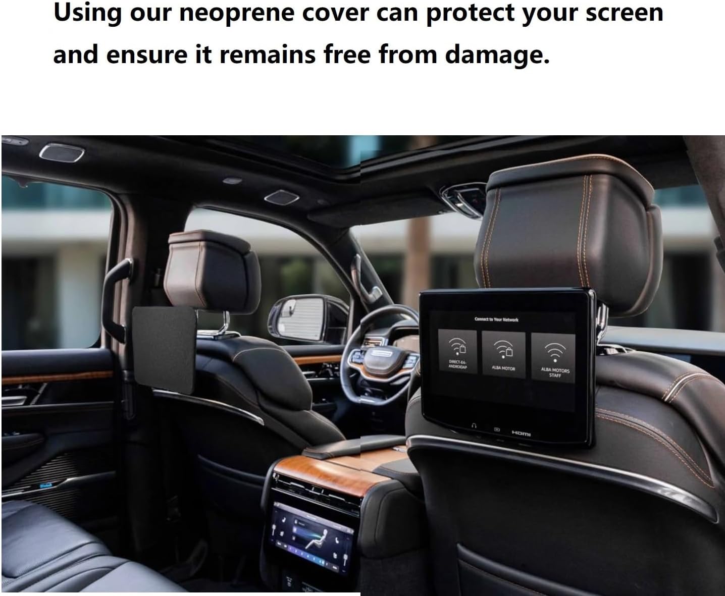 2-Pack Neoprene Screen Protector for 2022 2023 2024 2025 2026 Grand Wagoneer Rear Seat Entertainment Screens, 1.5mm Thick Anti-Scratch Dust Cover Protective Sleeve