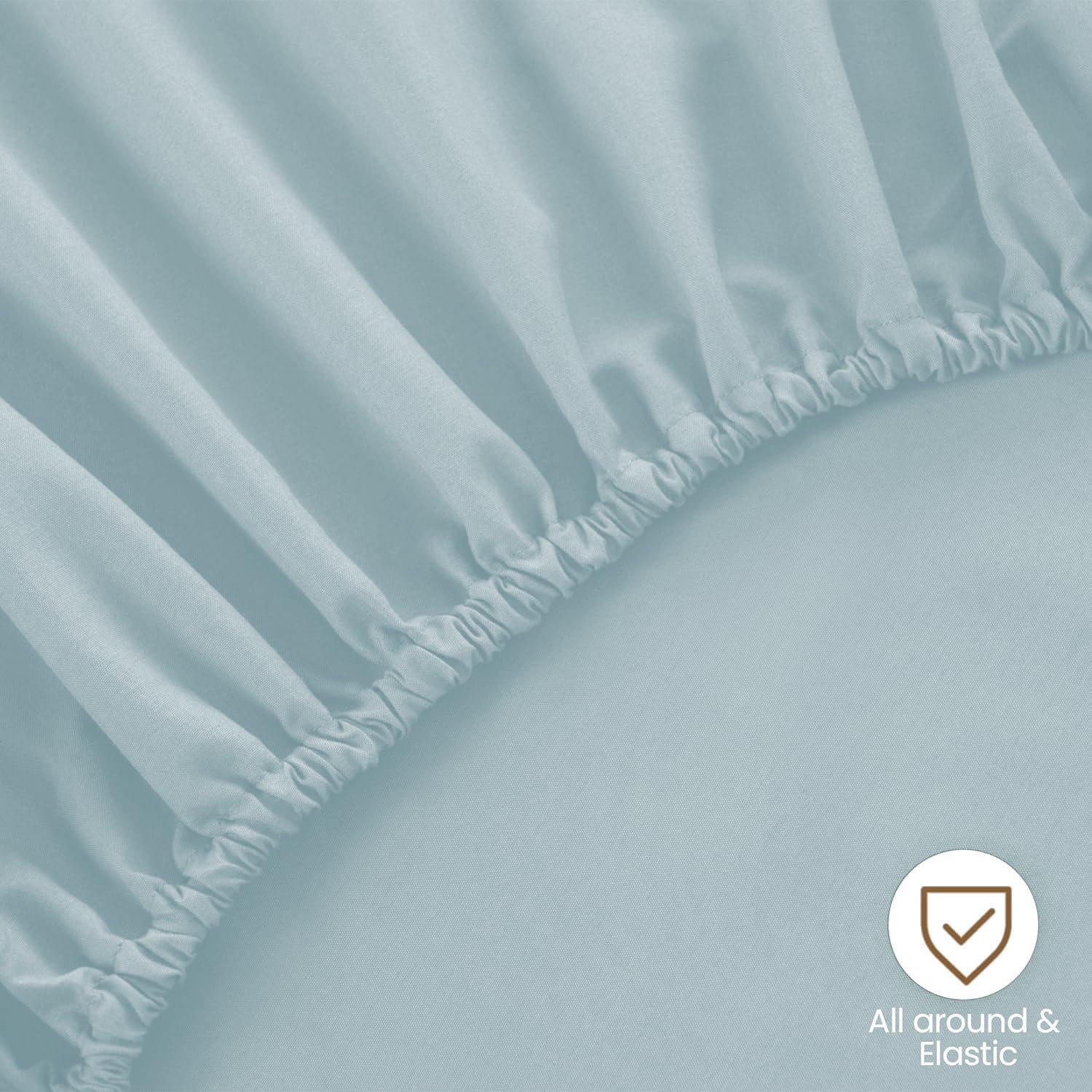 ROSE&RISY Light Blue Queen Fitted Sheet, Soft and Breathable for Sleeping, Cooling Fitted Sheets, 16“ Deep Pocket, 1 Pack (Light Blue, Queen Size)