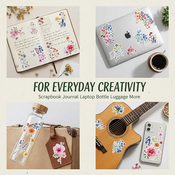 50 Pièces Autocollants de Fleurs Transparents pour Scrapbooking - Autocollant Fleurs, Stickers Fleurs Autocollant, Mini Stickers en PET - Pour Albums, Journaux, Valises et Ordinateurs Portables - 3