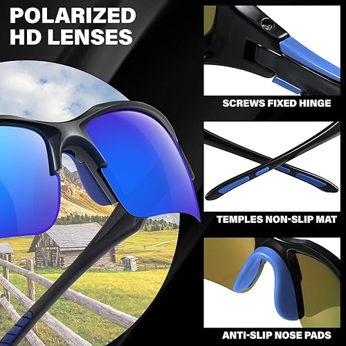 Miniatura 5 de Sports Polarized Sunglasses for Men Cycling Running Fishing UV Protection Sun Glasses Lightweight Half Frame Goggles