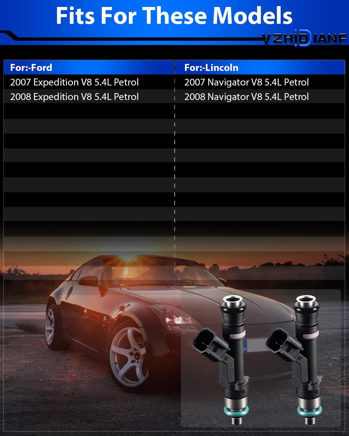 Upgraded Fuel Injectors Fits For:-Ford Expedition 2007 2008 V8 5.4L, For:-Lincoln Navigator 2007 2008 V8 5.4L, OE# 0280158140 FJ1008 (set of 8)