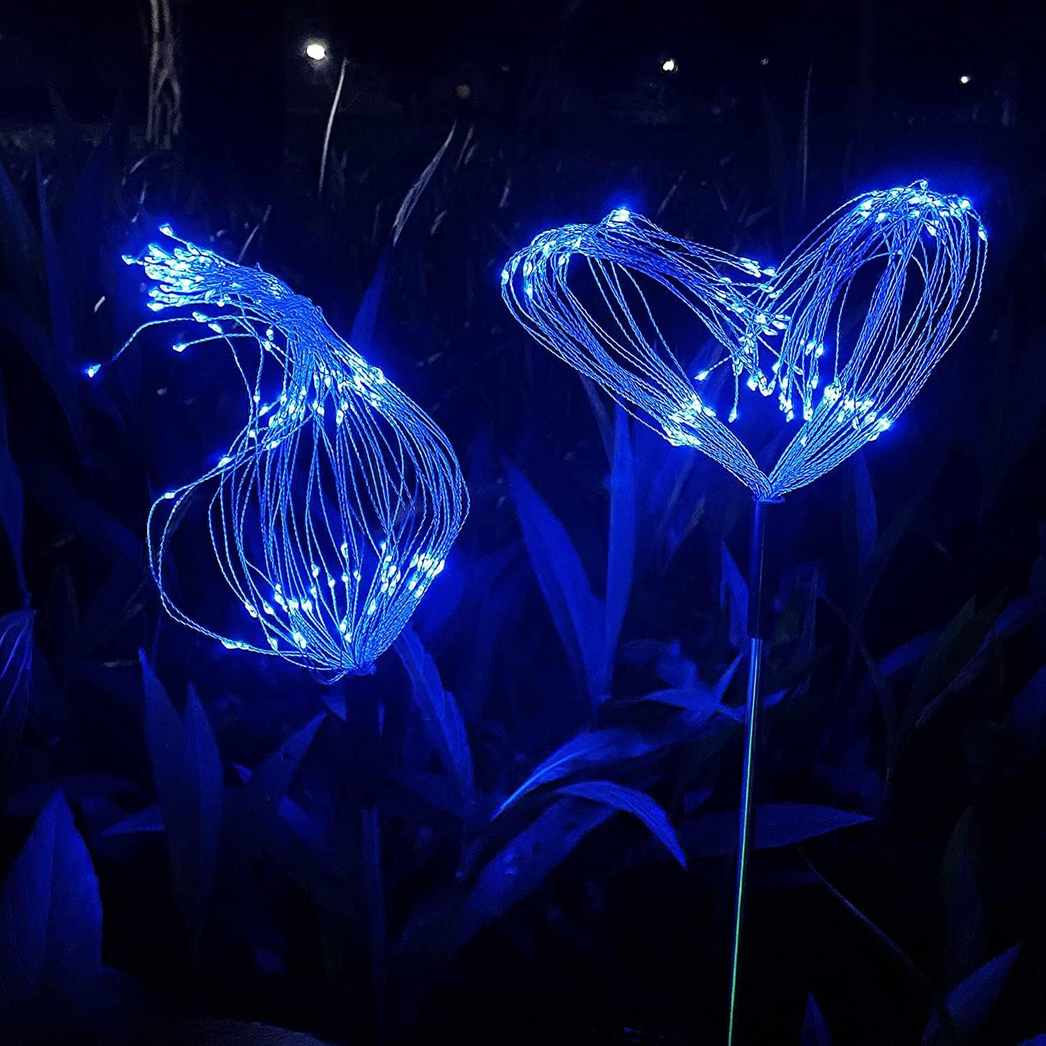 Solar Firework Lights, 2 Pack 150 LEDs 2 Lighting Modes Solar Lights Outdoor Waterproof for Garden Patio Walkway Pathway Party Wedding Christmas Decorative - Blue