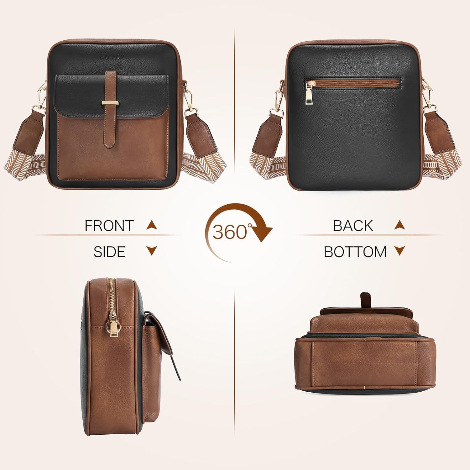 GOIACII Quilted Leather Purse Crossbody Bags for Women Medium Hobo Handbags with Wide Shoulder Strap - Image 6