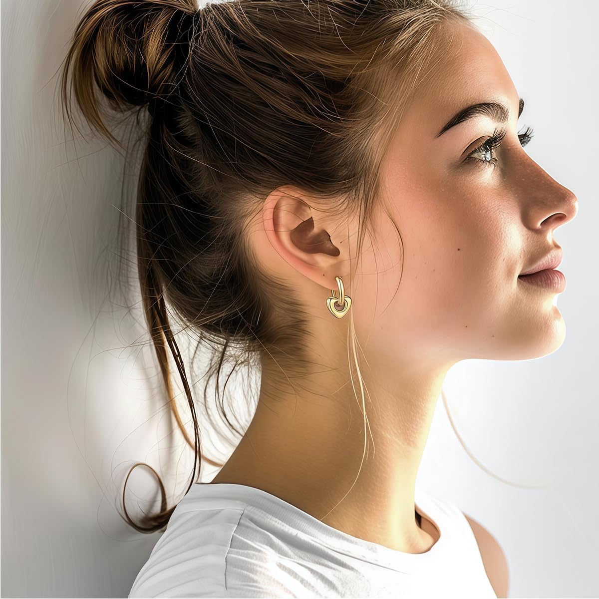 18K Gold Plated Heart & Star Huggie Hoop Earrings for Women - Hypoallergenic Stainless Steel, Convertible Dangle Drop Style, Small Dainty Lightweight Hoops, Trendy Jewelry & Valentines Day Gifts for Sensitive Ears - Image 6