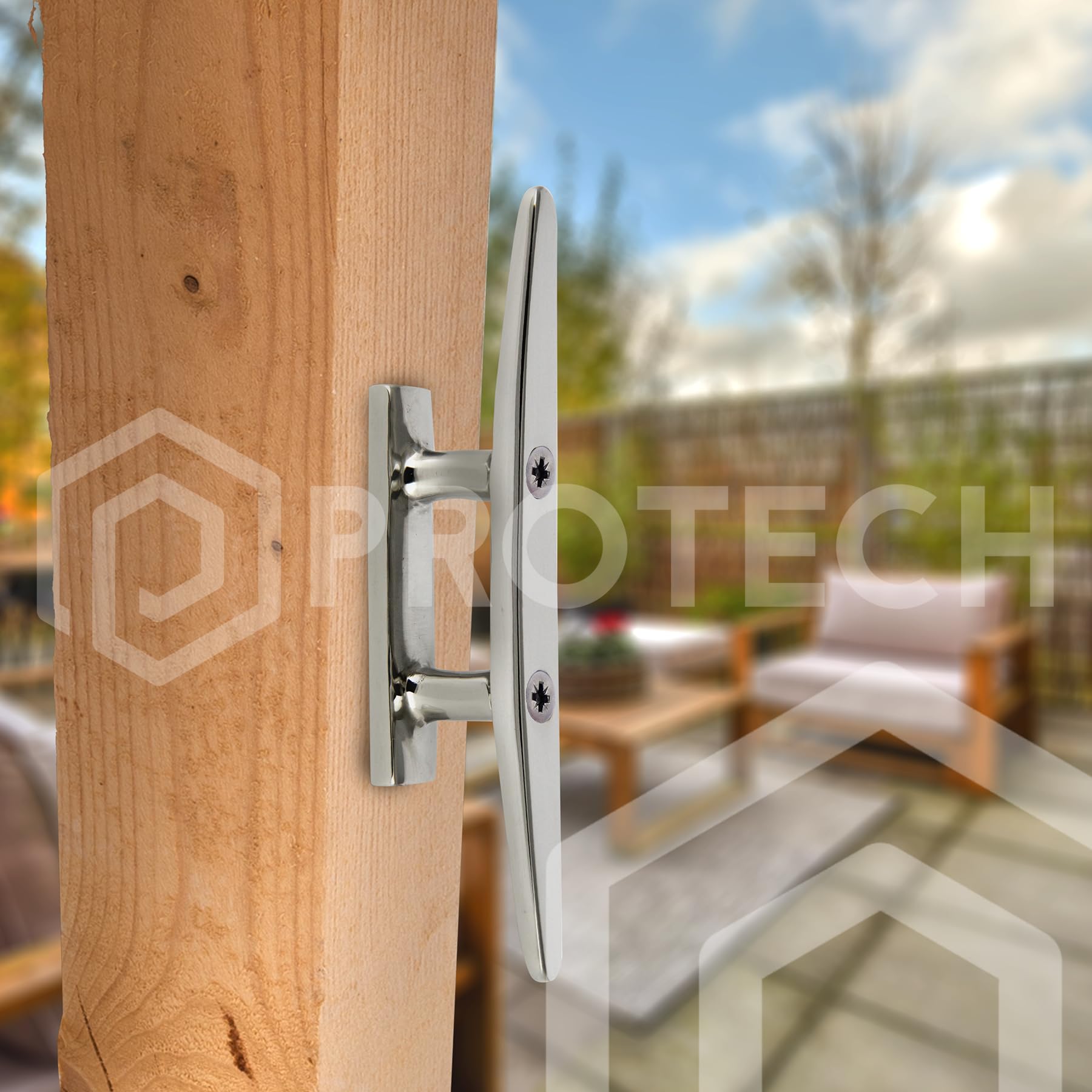 PROTECH 4 Stück Bootsklampe flach 2 löcher 150mm aus rostfreier Edelstahl A4 Festmacher Klampe V4A Anlegeklampen für Boote Belegklampen