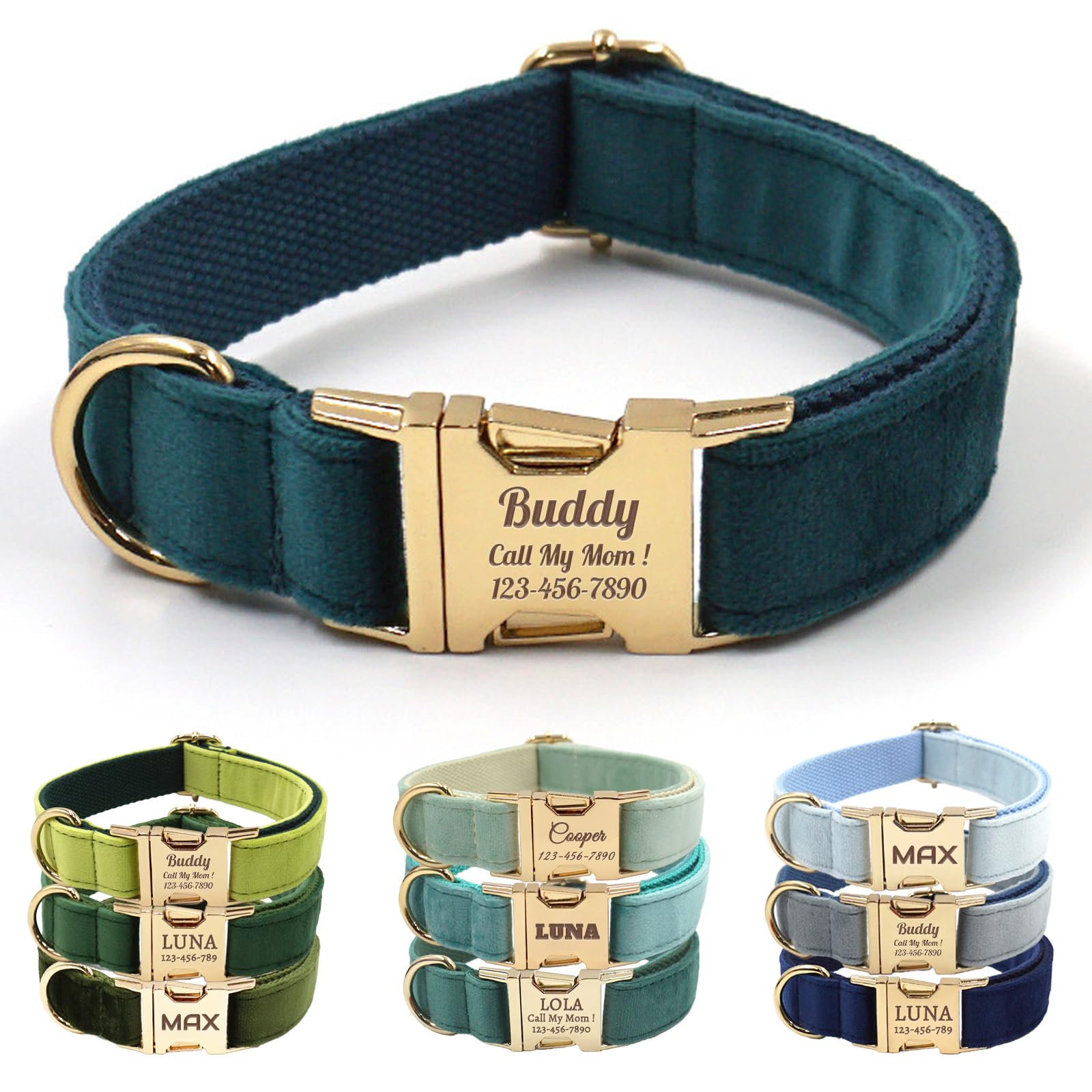 Collier personnalisé en velours pour chien pour remplacer les médailles