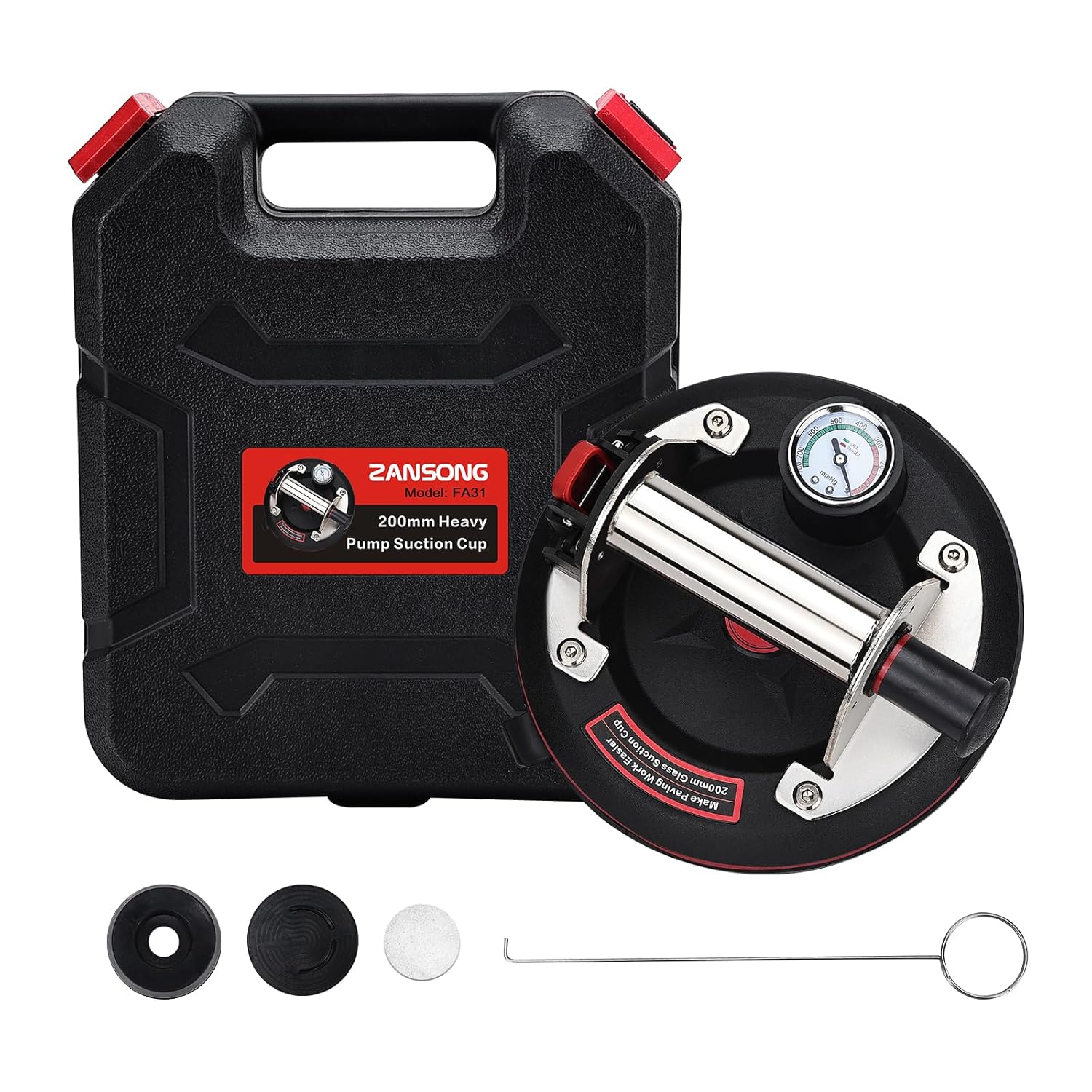 ZANSONG02 Heavy Duty Vacuum Suction Cup Lifter for Glass, Air Conditioner, Washing Machine, Refrigerator with Pressure Gauge(ZANSONG-2-1)