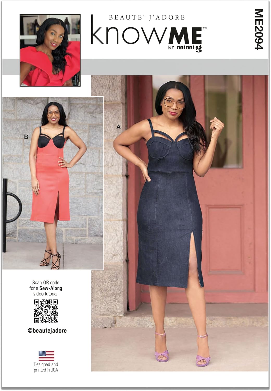 Know Me ME2094Y5 Misses' Fitted Dress Sewing Pattern Packet by Beaute' J'Adore, Design Code ME2094, Sizes 18-20-22-24-26