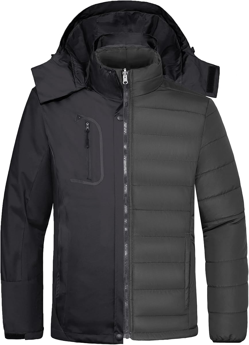 wantdo Men's 3 in 1 Waterproof Ski Jacket Warm Winter Snow Coat Puffer Rain Jacket