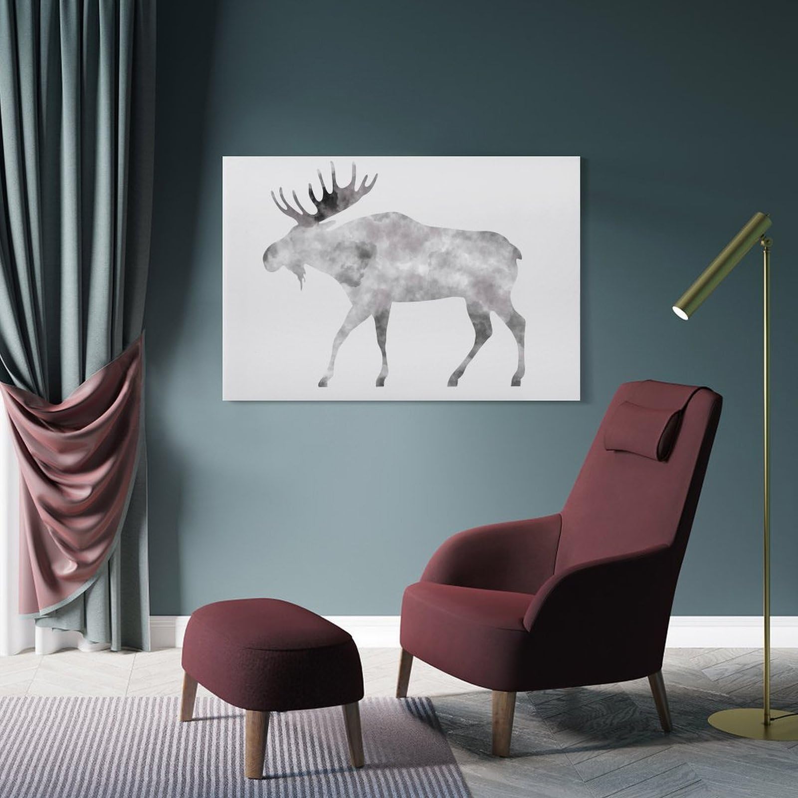 Junmoney The Moose Decorative Wall Artwork, 20x30inch(50x75cm), for Study, Office Or Focused Interiors, A Smart Decor Choice for Study Walls