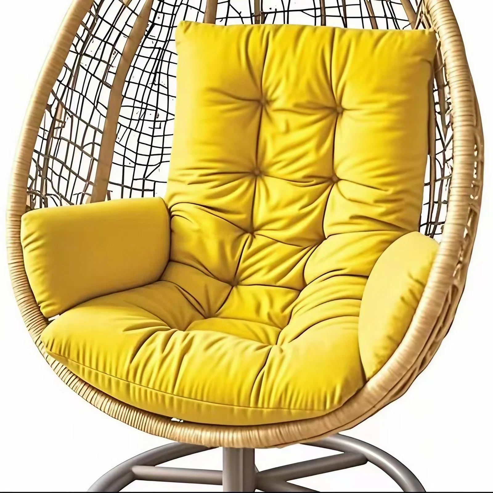 TYYCKJ Egg Chair Cushion, Thickened Polyester Pad for Wicker Swing and Hanging Chairs(Yellow)