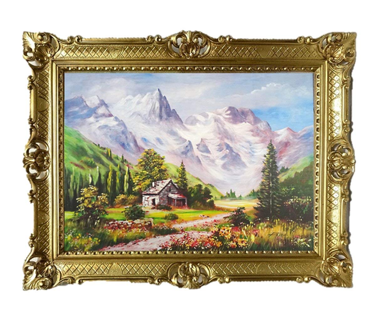 Made in Italy Bild Foto 90x70 cm idyllische Bilder Rajco Bilderrahmen Bilder mit rahmen barock Wandbild Kunstdrucke Gemälde Retro Repro antik für Café Bar Home Büro Praxis 58B