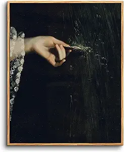 crmotu Vintage Framed Wall Art, Dark Academia Portrait Canvas Prints, Graceful Hand of Woman Moody Painting, Victorian Black Wall Pictures for Living Room Bedroom, Rustic Farmhouse Decor 8x10in
