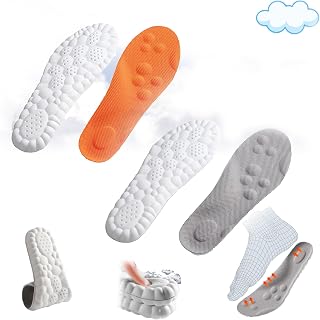 Besaturate 4d Insoles, 4D Cloud Technology Insole, Shimogai 4d Soles, 4D Cloud Technology Insole - Super Soft,U-Shape Memory Foam Sports Breathable Shock Absorption Insoles (41-42, 2 Pcs Gray*Orange)
