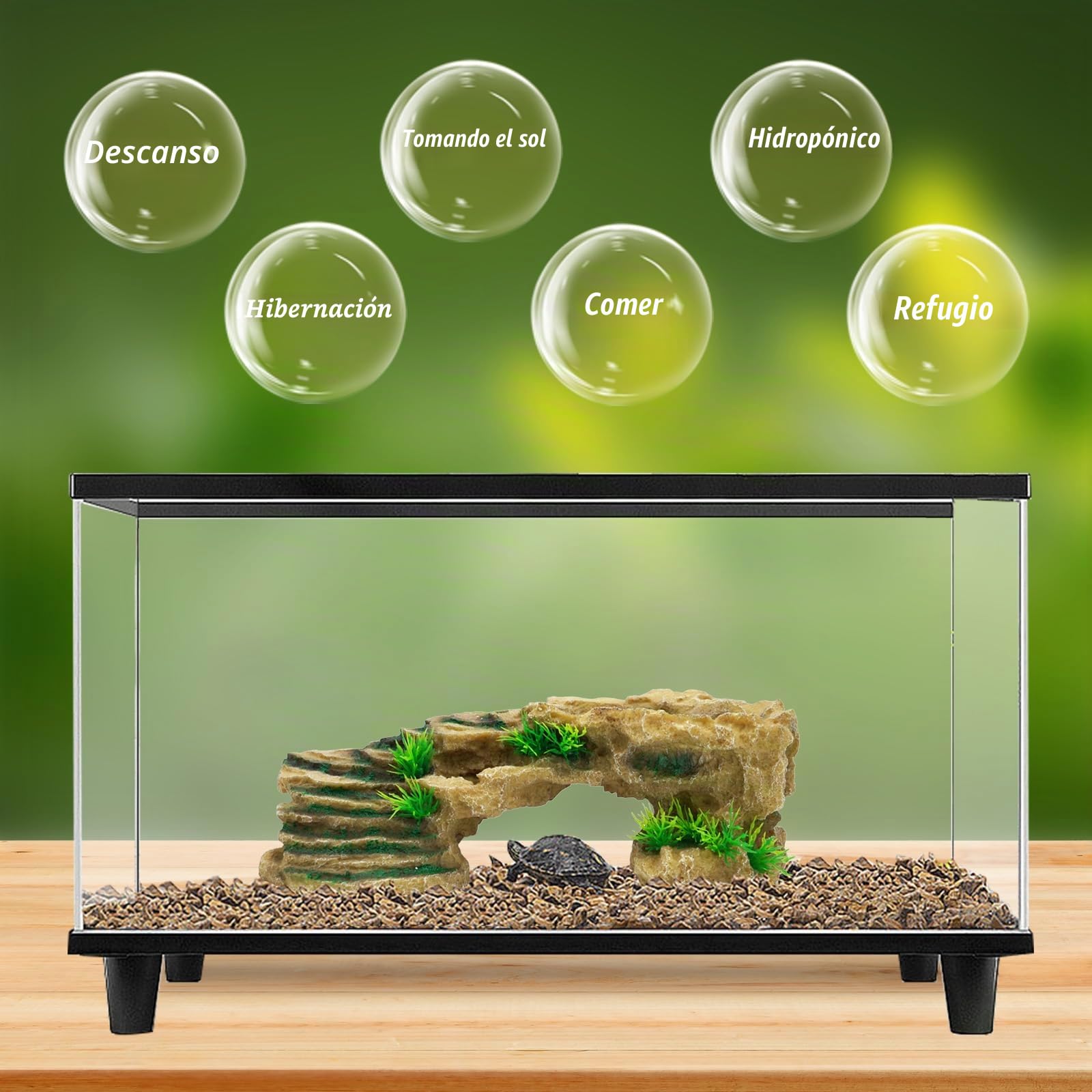 Plataforma de rampas para reptiles, plataforma de resina con rampa de escalada, adorno de hábitat para cueva, dragón barbudo, ranas lagarto