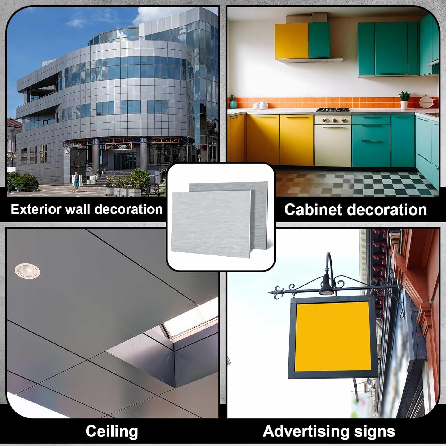 Blulu 2 Pcs Aluminum Composite Panel, 1/4" Thick Rectangle Aluminum Sheet for Industry Crafting Handcraft DIY Projects(Brushed Silver,36"x24")