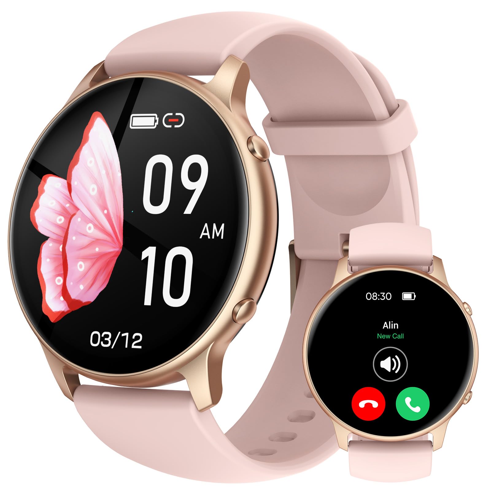 TUYOMA TUYOMA Reloj Inteligente Mujer con Función Llamada, 1,32" Pantalla Táctil Smartwatch Mujer, Reloj Deportivo Mujer con Oxímetro, DIY Esfera Reloj, Monitor Sueño, Podómetro, Pulsómetro para Android iOS