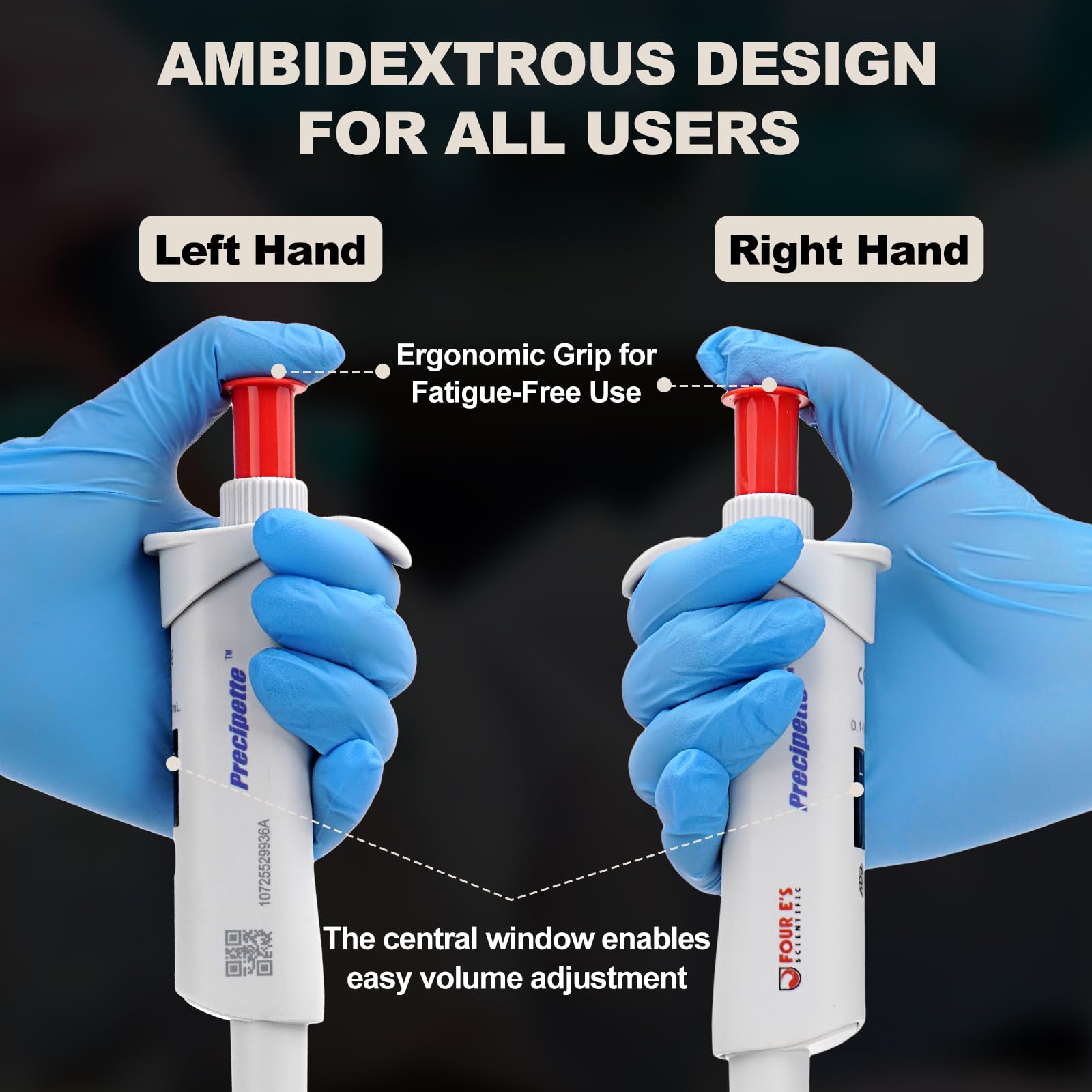 Verstellbare Einkanal-Pipette – manuelle Einkanal-Pipette mit variablem Volumen, 100-1000μl Pipettor, hochpräzise und genaue Laborpipette für den Umgang mit Flüssigkeiten, Modell LH0301007
