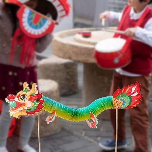 Miniatura 5 de Bothyi Guirnalda de dragón de año nuevo chino linterna de dragón de papel de año nuevo, marionetas de dragón, manualidades para adornos de fiesta de