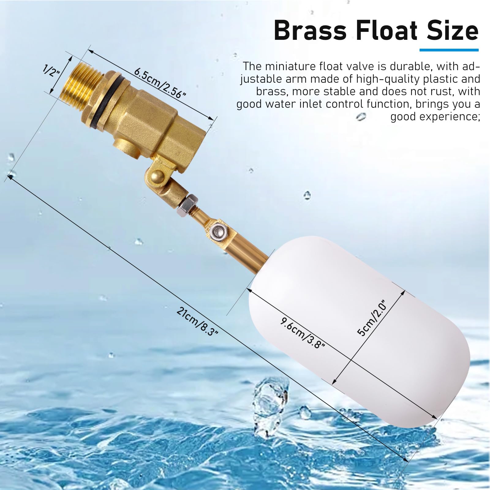 1/2 Pouce Vanne à Flotteur d’Eau Avec Bras Réglable, Vanne à Flotteur De Réservoir d’Eau Pour pour Poissons Aquarium Bovins Moutons