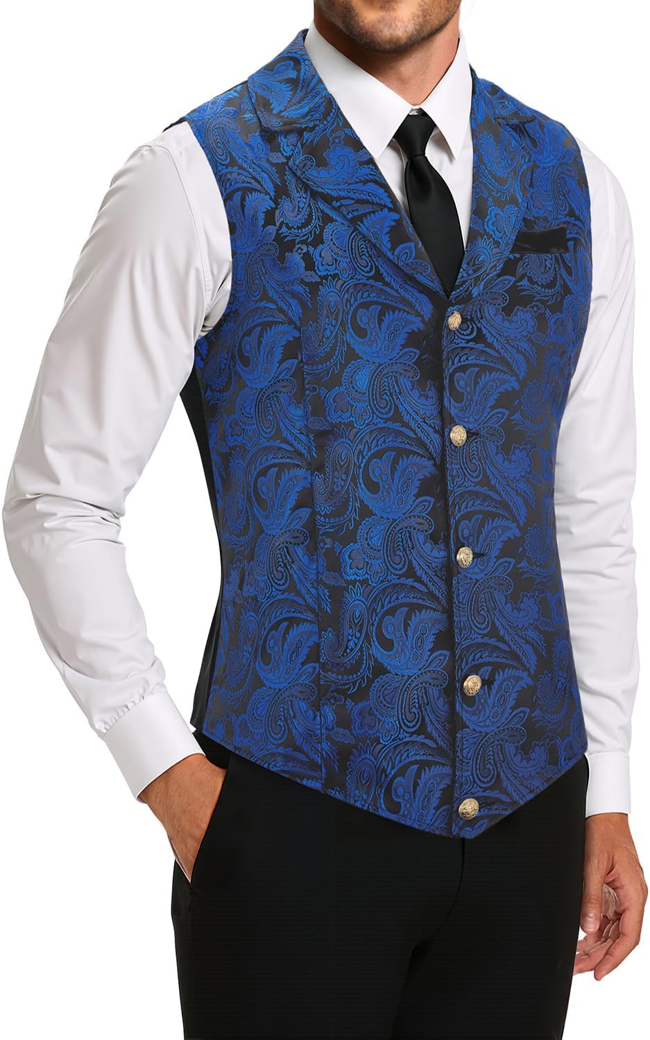 Century Star Suit Vest for Men - Victorian Steampunk Gothic Waistcoat Paisley Tuxedo Dress Vampire Western Corset Medieval