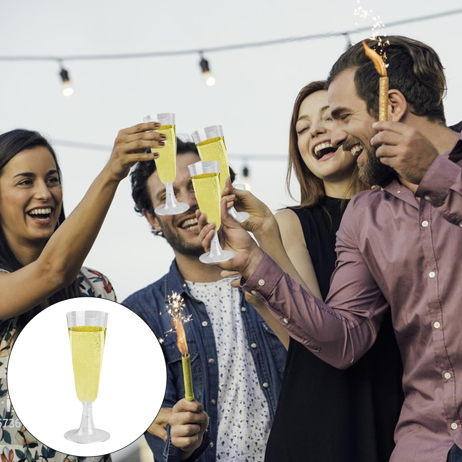 36 Stück Sektgläser Plastik Champagnergläser aus Kunststoff Sektglas, 150ml wiederverwendbar Transparent Kunststoff Sektgläser Sektflöten Plastik Sektkelch Mehrweg für Hochzeit Geburtstag Partys Küche, Haushalt & Wohnen
