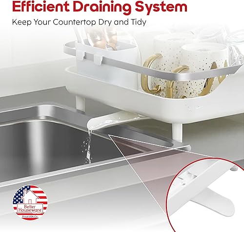 Miniatura 2 de Better Houseware Escurridor expandible de acero inoxidable que ahorra espacio para encimera de cocina con escurridor y soporte desmontable para