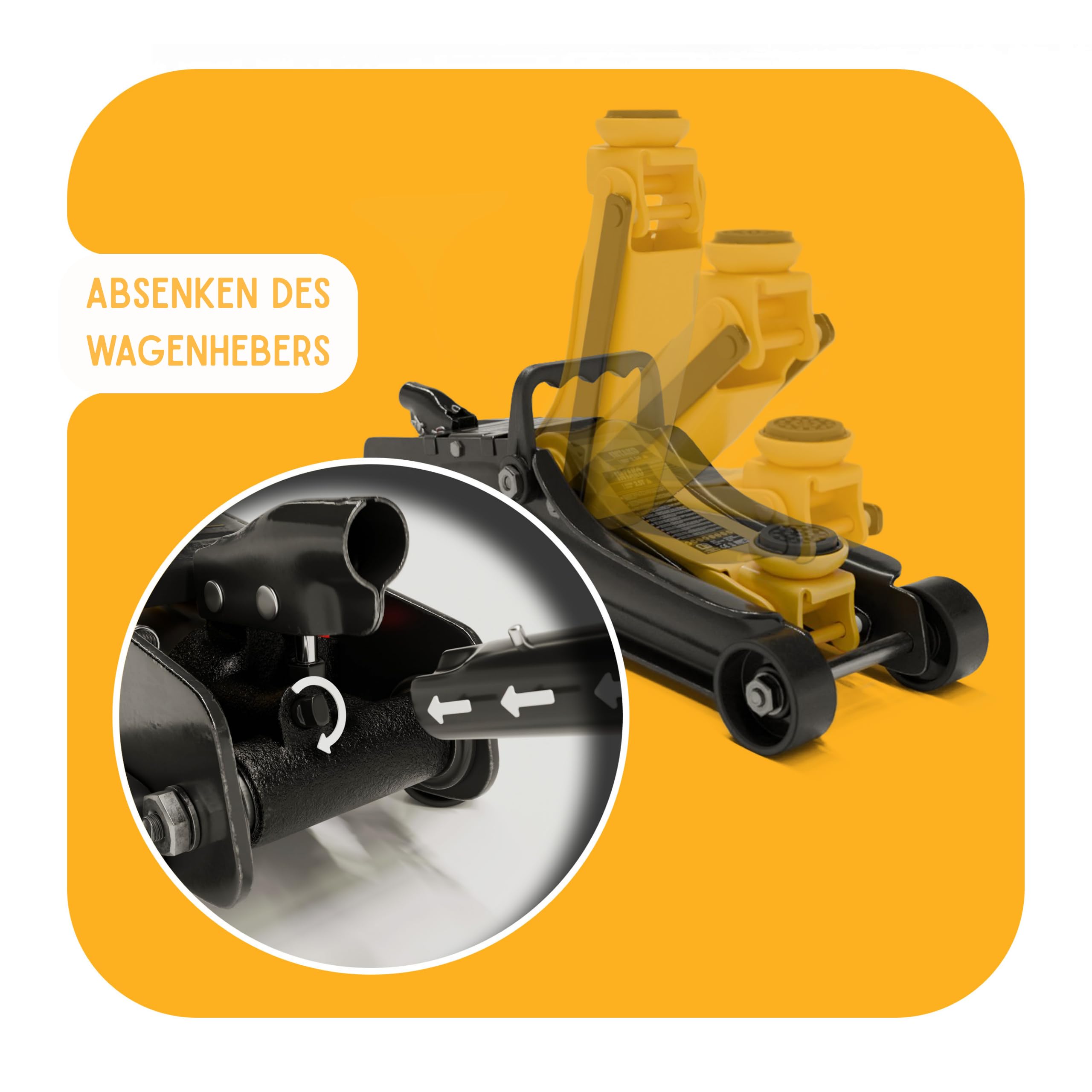 INTAKO Hydraulischer Wagenheber Flach 2,5T – Rangierwagenheber hydraulisch mit 85–380 mm Hubhöhe – für Auto & PKW – inkl. Gummiauflage
