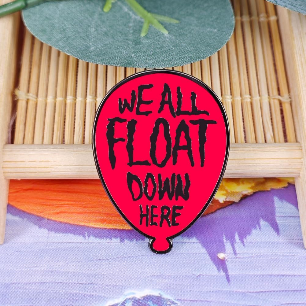Ficsowy“We All Float Down Here”Red Balloon Enamel Pin - Inspired Horror Badge, Gothic Fashion Accessory for Jackets, Bags, & Hats image 3