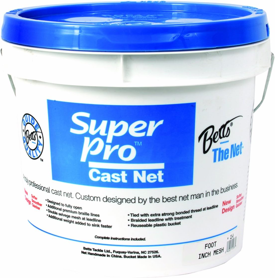 Betts 24-8 Super Pro Mono Bait Cast Net, 8-Feet 1/4-Inch, Mesh, 1.3-Pound Lead per Feet