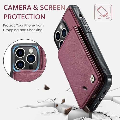 Miniatura 6 de ASAPDOS Funda para iPhone 15 Pro Max con tarjetero, piel sintética a prueba de golpes para iPhone 15 Pro Max con bloqueo RFID y soporte para hombres
