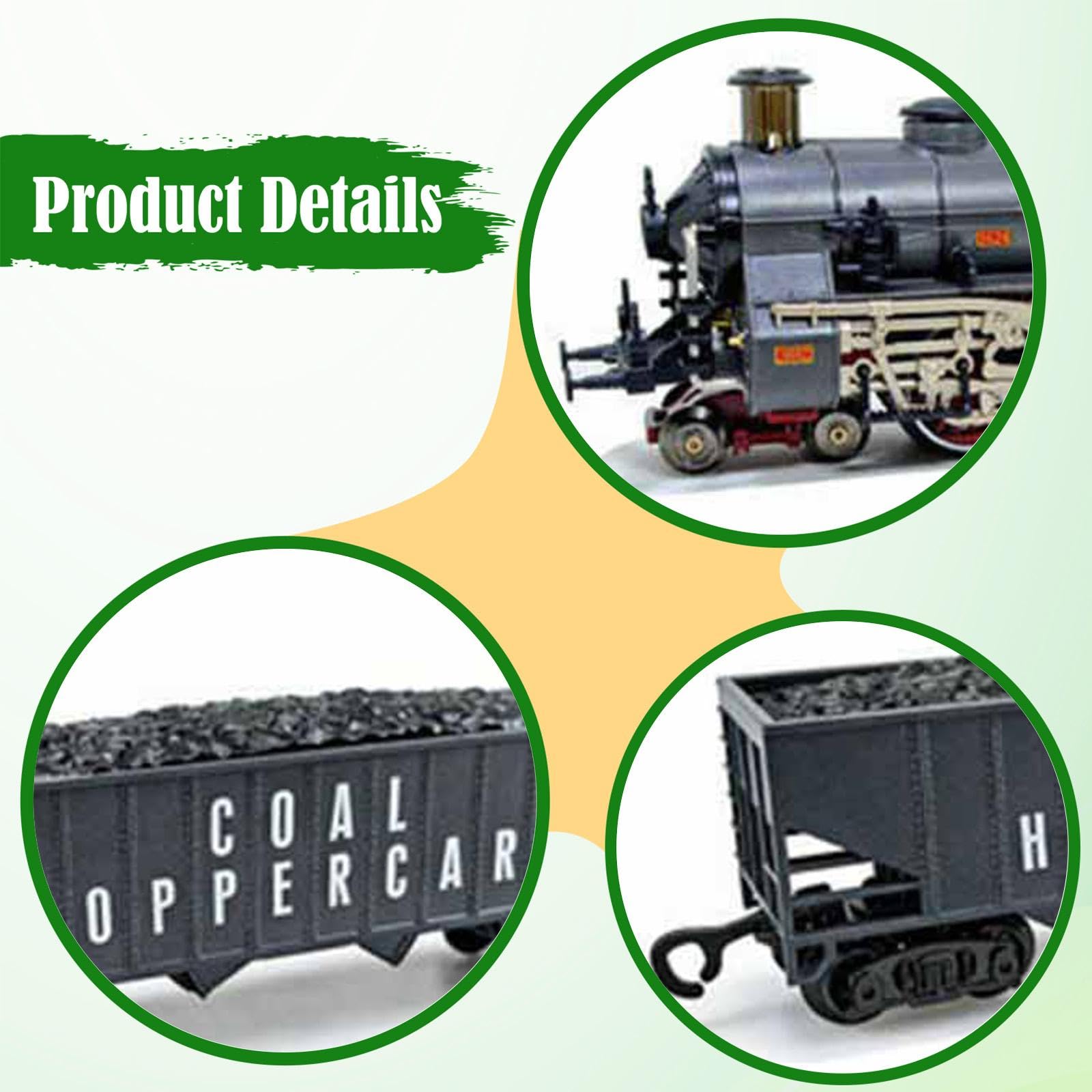 harayaa Tren Eléctrico Interactivo Retro con Locomotora de, Luces, Sonidos Auténticos Y Puertas de Aleación, Negro Gris