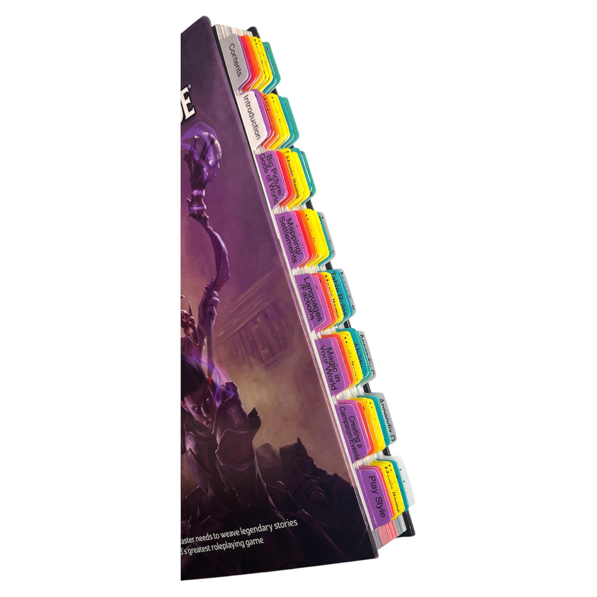 Book Tabs for The Dungeons & Dragons 2014 Dungeon Master's Guide. Laminated, Durable, Color-Coded Repositionable Tabs (Book not Inlcluded)