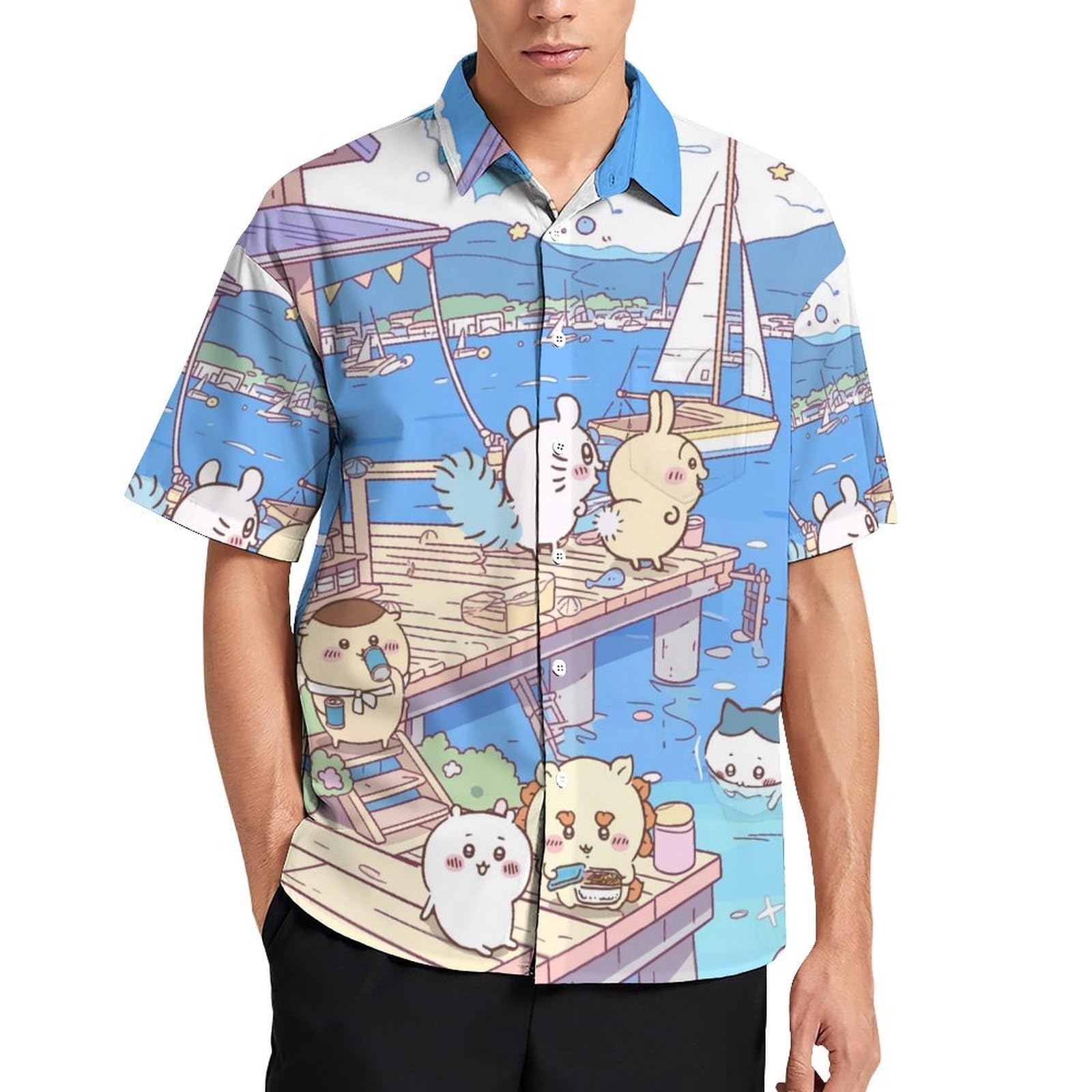 Amazon.co.jp: シャツ メンズ ちいかわ 半袖 夏服 アロハシャツ