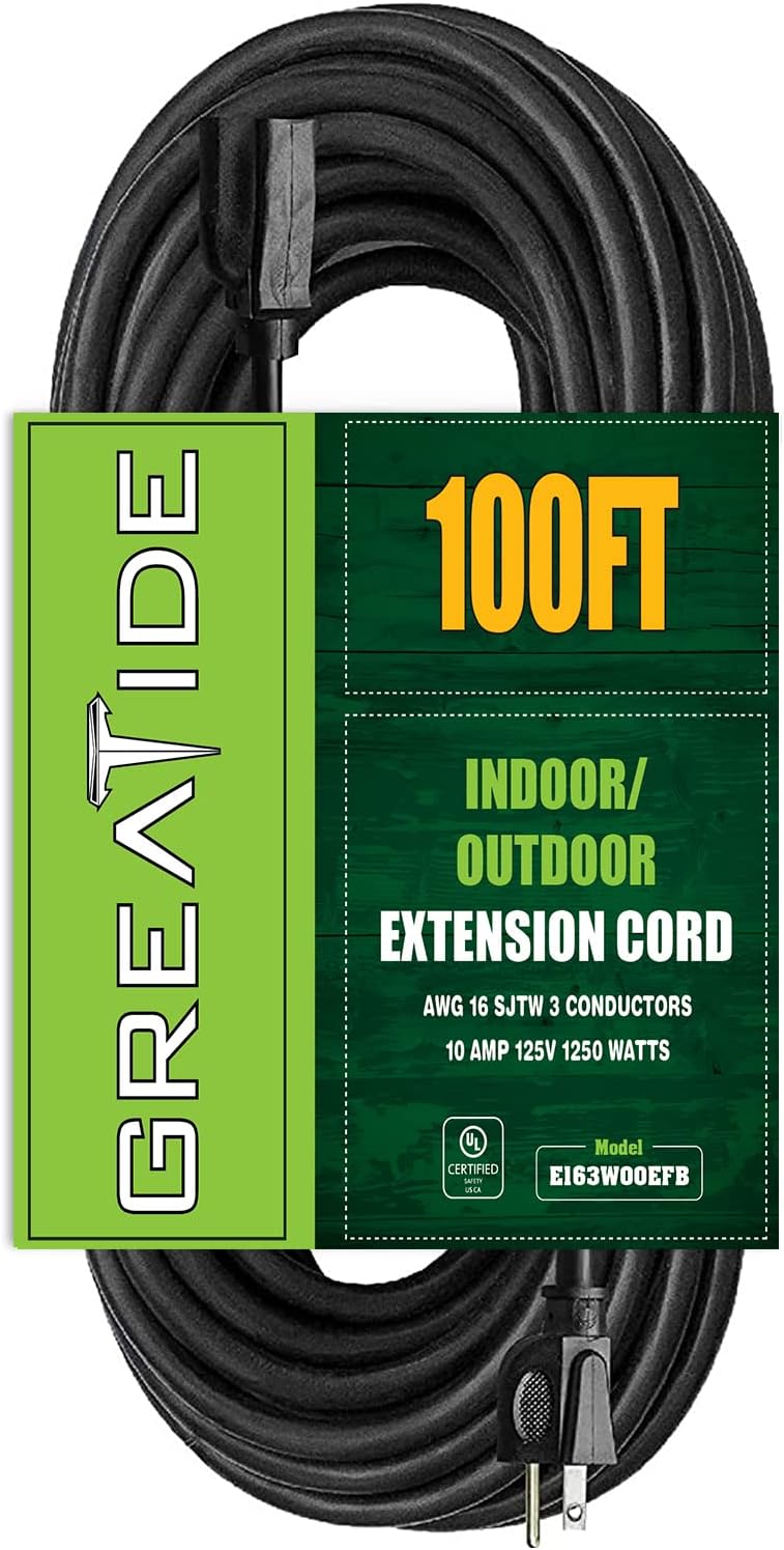 GREATIDE 100 Ft Outdoor Extension Cord for Christmas Decorations 16/3