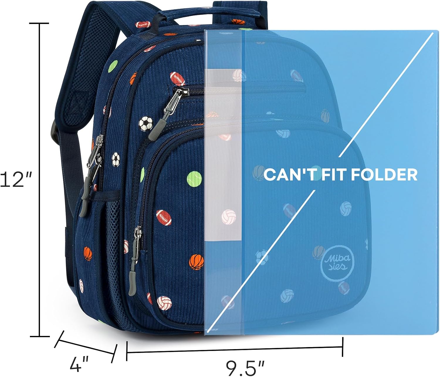 mibasies Corduroy Toddler Backpack for Boys 2-4, Bookbag for Little Kids