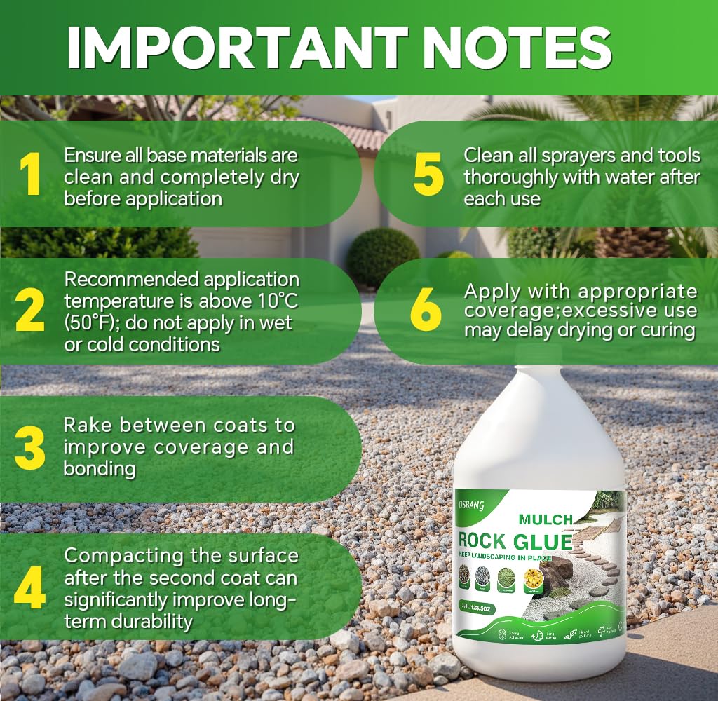 Rock Glue 1 Gallon for Landscaping Gravel and Mulch, Spray for Pea Gravel Bark and Stone, Outdoor Granite Binder for Garden Beds and Paths