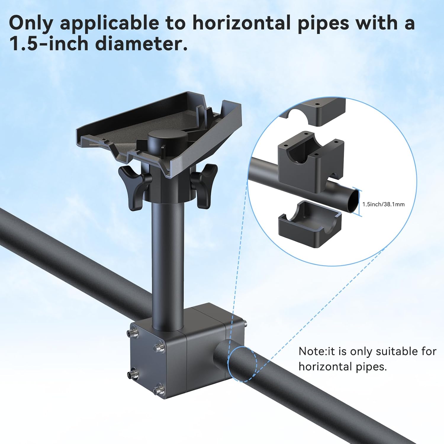 Mount for Starlink Gen 3, 1.5 Inch Horizontal Round Pipe Mount for Stair Railing, Fence, RV, Outdoor Satellite Dish Bracket, for Star Link V3 Pole Mounts for Camper, and Yacht