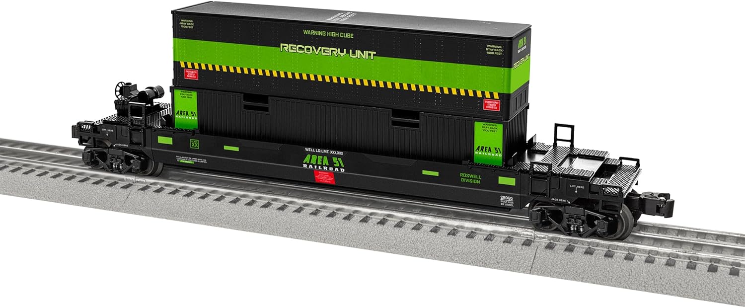 Lionel Area 51 Maxi-Stack O Gauge Model Train Flatcar with Double Container Load